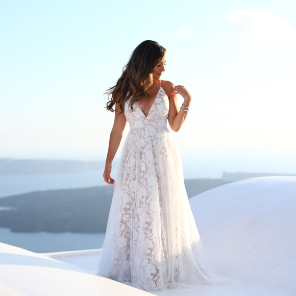 Aidan Maddox white embroidered mesh gown wedding - Picture 1 of 4